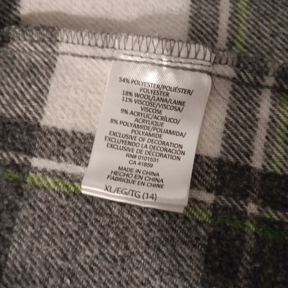 Nickelodeon Boys Flannel Shacket Sz. XL  Grey/White/Green‎ Ninja Turtles TMNT